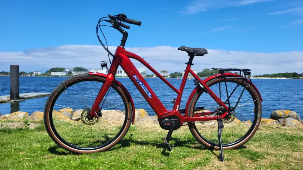 Rotes E-Bike an der Ostsee